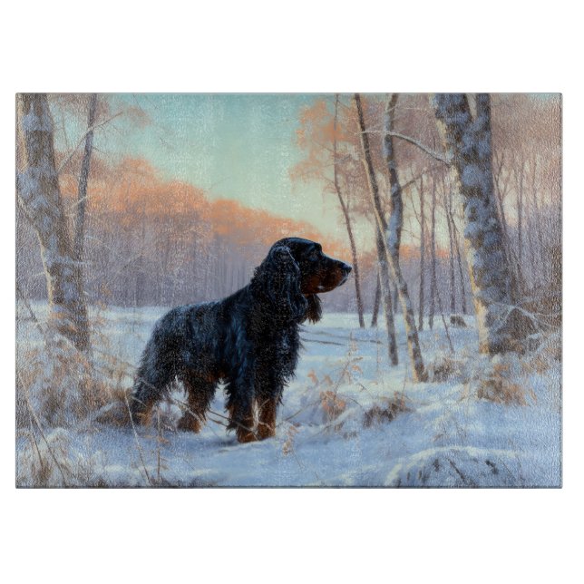 Tabla De Cortar Gordon Setter Deja que nieve Navidad (Anverso)