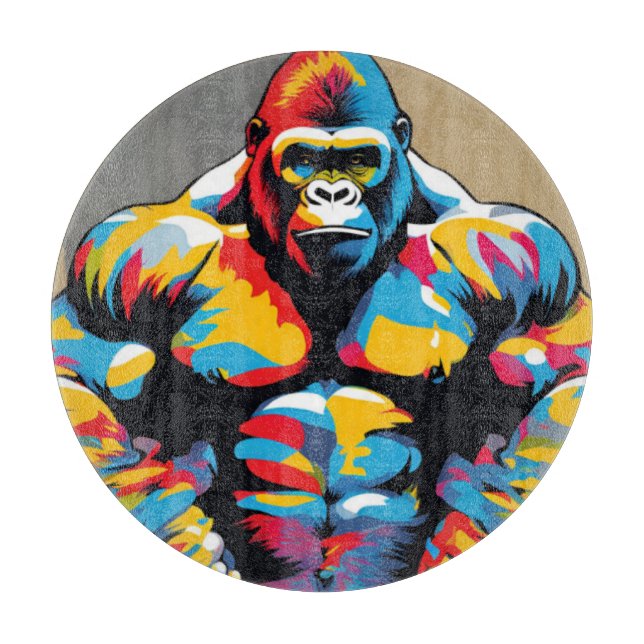 Tabla De Cortar Gorilla Bodybuilder Lifter Peso Pop Art Personaliz (Anverso)