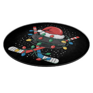 Tabla De Cortar Gorrito de Navidad Hockey Xmas Santa Deportes Pelo