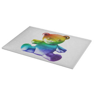 Tabla De Cortar Gra de arcoiris de osito metalizado cepillado de S