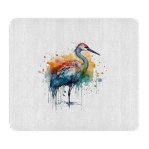 Tabla De Cortar Graceful Crane: Arte acuarela
