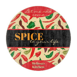 Tabla De Cortar Graciosamente picantes pimientos rojos verdes