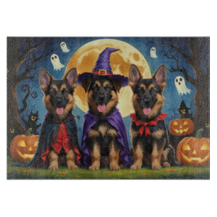 Tabla De Cortar Gracioso calabaza Halloween de los perros pastores