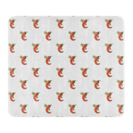 Tabla De Cortar Gracioso Chili picante En Fuego