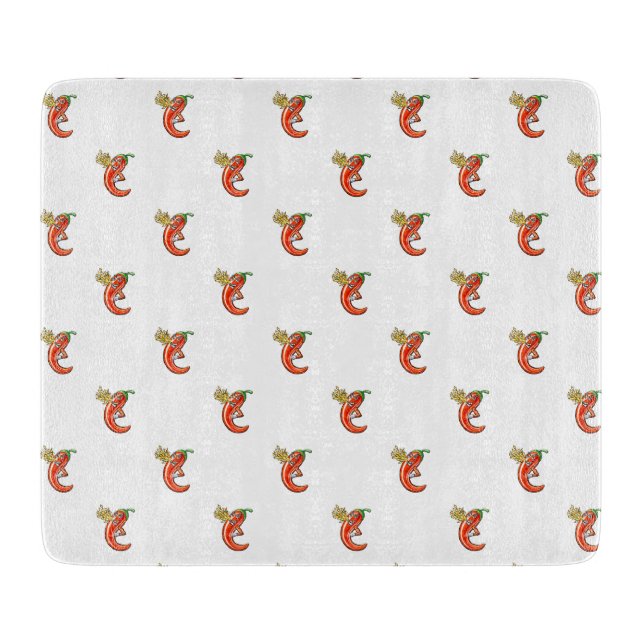 Tabla De Cortar Gracioso Chili picante En Fuego (Anverso)