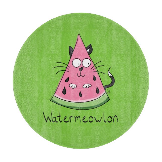 Tabla De Cortar Gracioso gato Personalizado Watermelon Kids (Anverso)