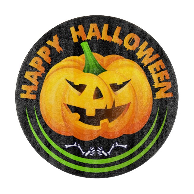 Tabla De Cortar Gracioso Happy Halloween Scary Pumpkin Cutting Boa (Anverso)