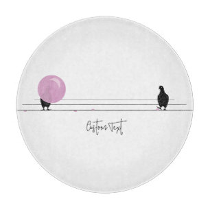 Tabla De Cortar Graciosos pájaros de bubblegum en blanco alambrado