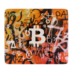 Tabla De Cortar "Graffiti de Bitcoin" (Estilo #3) Arte Callejero