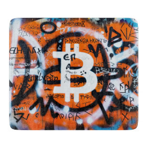 Tabla De Cortar "Graffiti de Bitcoin" (Estilo #4) Arte Callejero