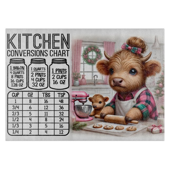 Tabla De Cortar Gráfico de conversión de vaca y bebé lindos (Anverso)