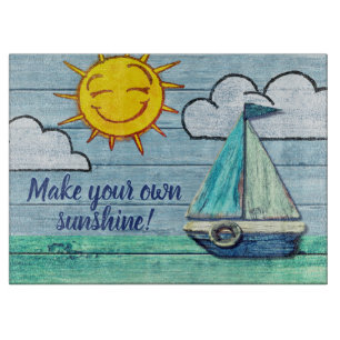 Tabla De Cortar Gran cartón de vidrio Driftwood Beach Design