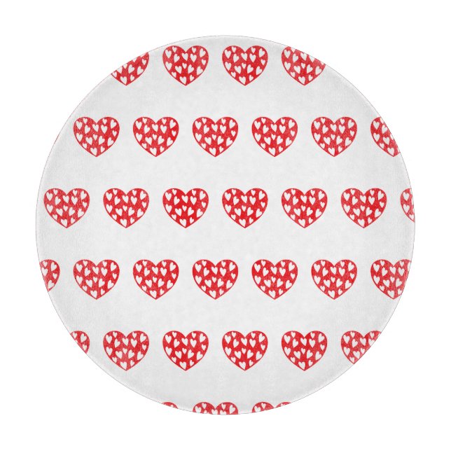 Tabla De Cortar Gran corazón rojo con corazones pequeños (Anverso)