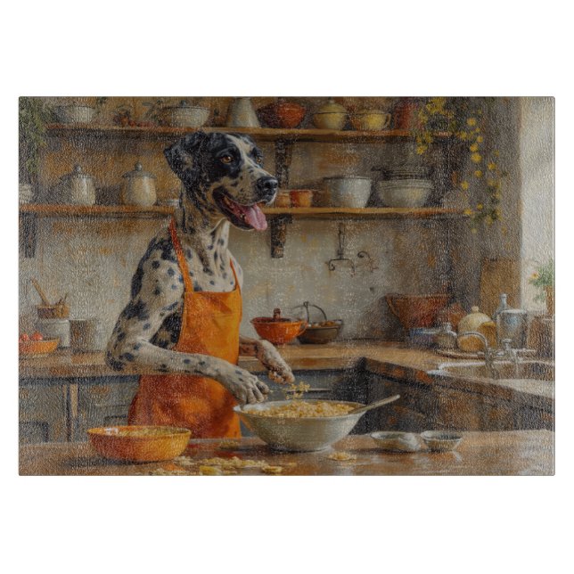 Tabla De Cortar Gran Danés Cocinando en la Cocina (Anverso)