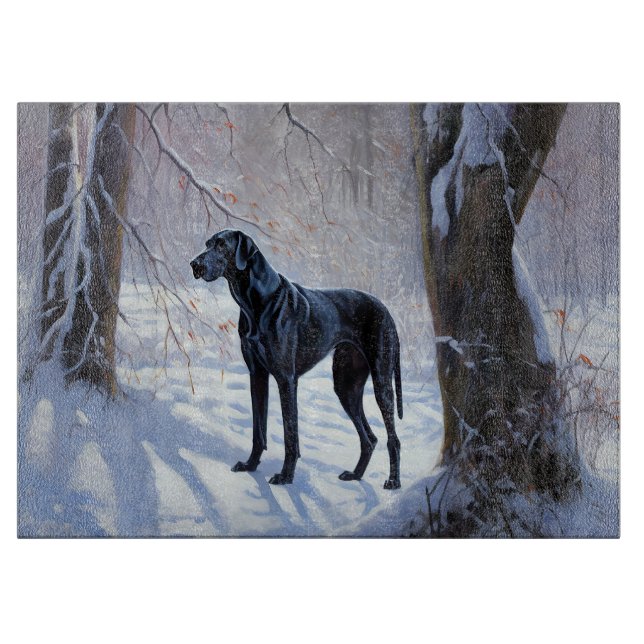 Tabla De Cortar Gran Danés Deja que nieve Navidad (Anverso)