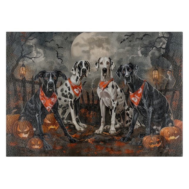 Tabla De Cortar Gran Danés Halloween Espeluznante (Anverso)