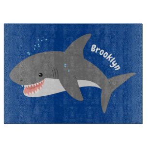 Tabla De Cortar Gran ilustracion personalizado feliz de tiburón bl
