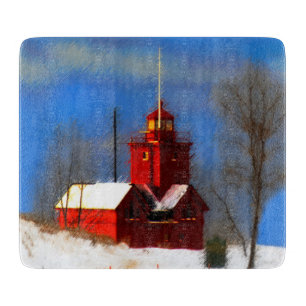 Tabla De Cortar Gran pintura del faro rojo - Arte original