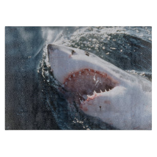 Tabla De Cortar Gran tiburón blanco en el mar