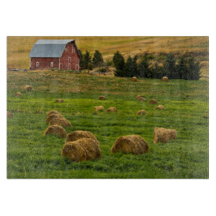 Tabla De Cortar Granero Rojo, pacas de heno, Albion, Área Palouse