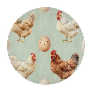 Tabla De Cortar Granja de Gallinas Realistas Patrón de Huevos Fres
