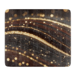 Tabla De Cortar Grano de madera oscura de nuez negra con ríos dora