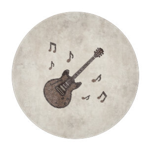 Tabla De Cortar Granos de Café-Café-Guitarra-Arte del Café-Música-