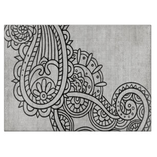 Tabla De Cortar Gray Mehndi Motif Cutting Board