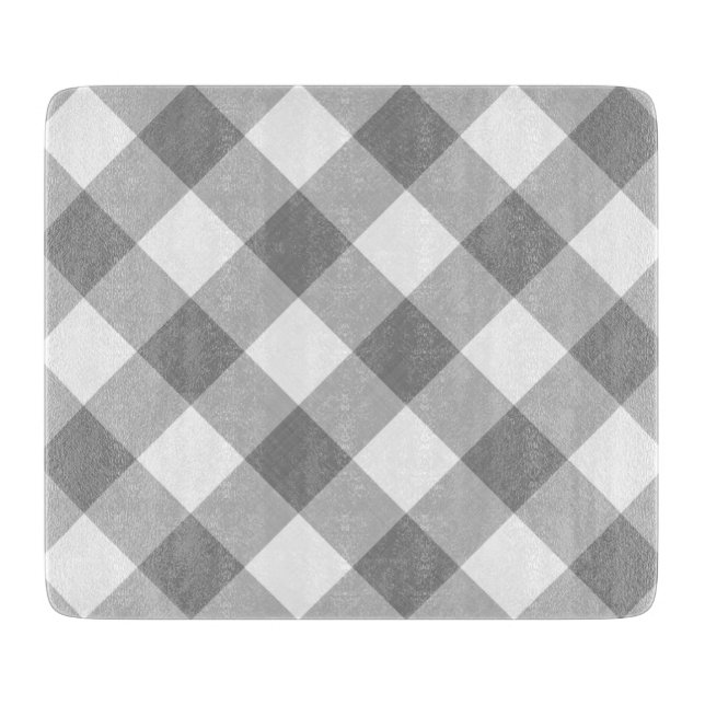 Tabla De Cortar Gray White Gingham Moderno País (Anverso)