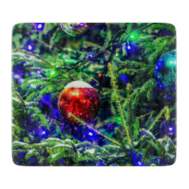 Tabla De Cortar Green Christmas Tree Red Ball
