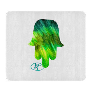 Tabla De Cortar Green Hamsa Art Cutting Board