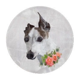 Tabla De Cortar Greyhound y Flores italianos