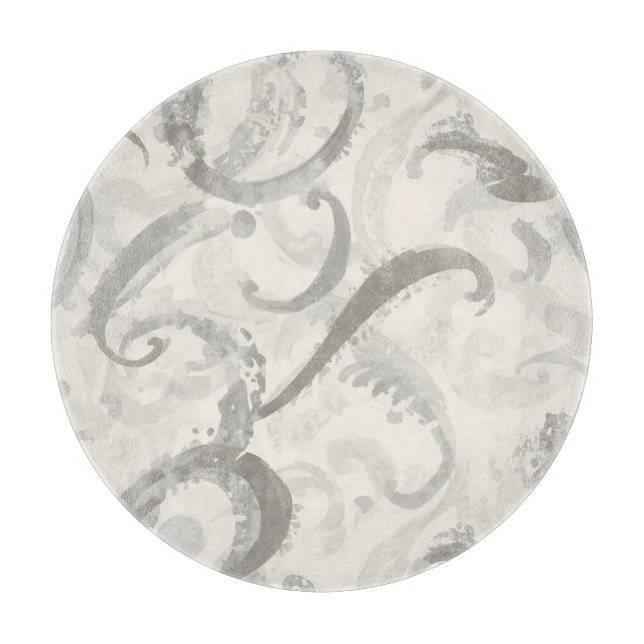 Tabla De Cortar Gris Neutral y Abstracto Blanco (Anverso)