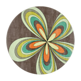 Tabla De Cortar Groovy 60's 70s Hippie Flor marrón Retro Daisy