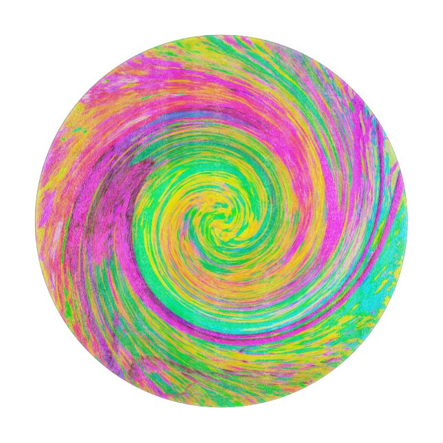 Tabla De Cortar Groovy Abstract Púrpura y Amarillo líquido Swirl (Anverso)