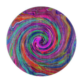 Tabla De Cortar Groovy Abstracto Retro Magenta Oscuro Remolino de 