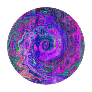 Tabla De Cortar Groovy Abstracto Retro Magenta y Remolino de Púrpu