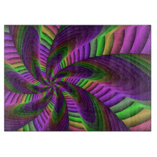 Tabla De Cortar Groovy Energetic Colorful Neon Fractal