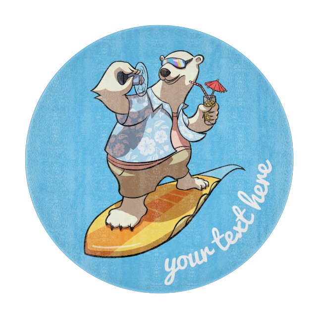 Tabla De Cortar Guay Surfing Polar Bear con Personalizado de cócte (Anverso)