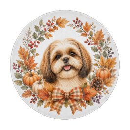 Tabla De Cortar Guirnalda de otoño Shih Tzu