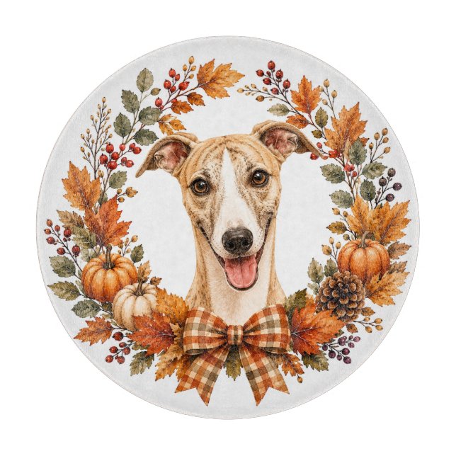Tabla De Cortar Guirnalda de otoño Whippet (Anverso)