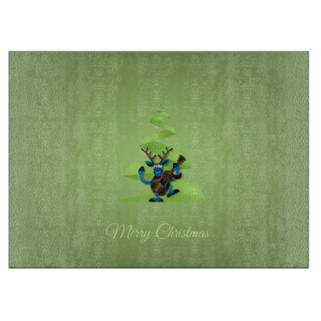 Tabla De Cortar Guitarra de baile de renos Árbol de Navidad (Anverso)