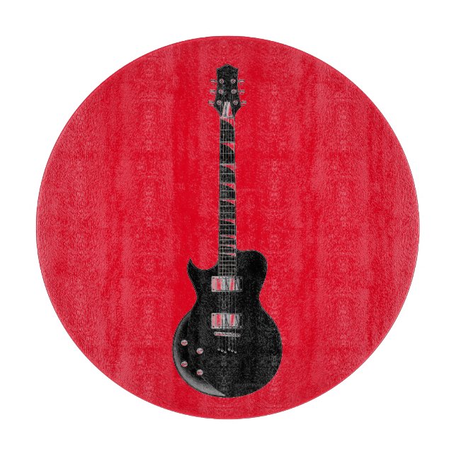 Tabla De Cortar Guitarra eléctrica de pop negro rojo (Anverso)