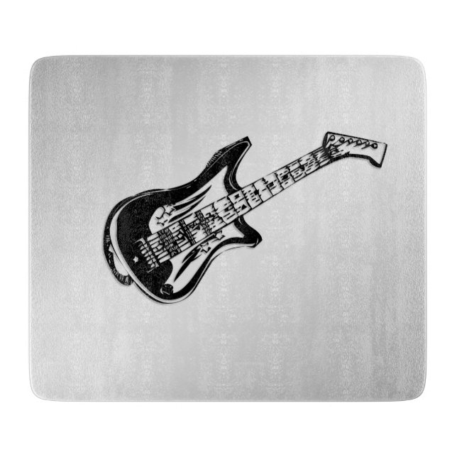 Tabla De Cortar Guitarra eléctrica en plata (Anverso)