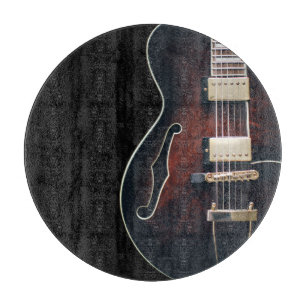 Tabla De Cortar Guitarra Eléctrica Sobre Negro