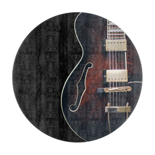 Tabla De Cortar Guitarra Eléctrica Sobre Negro (Anverso)