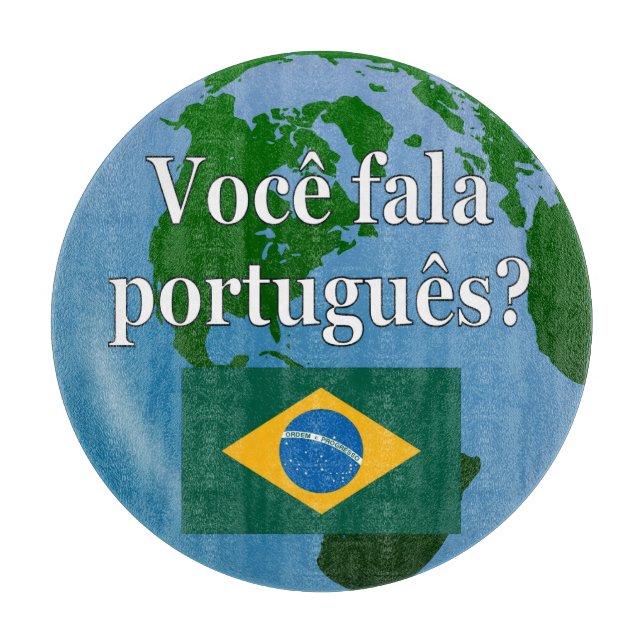 Tabla De Cortar ¿Hablas portugués? Bandera (Anverso)