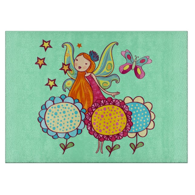 Tabla De Cortar Hada del jardín con las flores (Anverso)