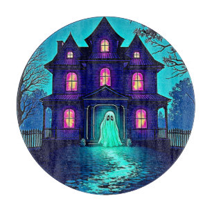 Tabla De Cortar Halloween atormentado diseño de la casa fantasma