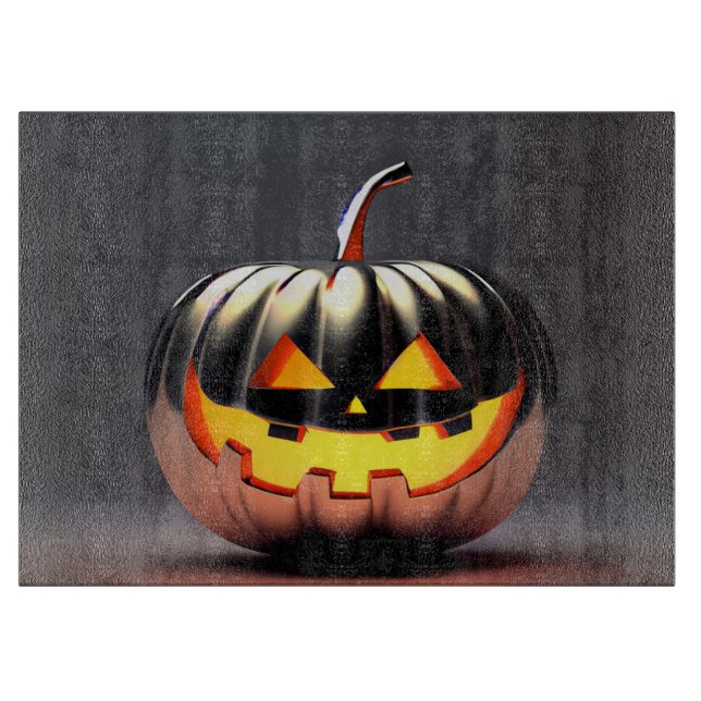 Tabla De Cortar Halloween de calabaza brillante (Anverso)